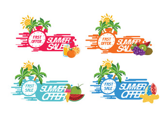 Bundle set of four colorful summer banners