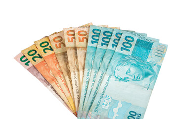 Brazilian money banknotes with transparent background png