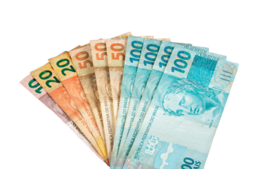 Brazilian money banknotes with transparent background png