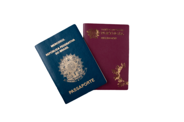 Brazilian passport and Portuguese passport with transparent background png