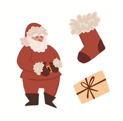 Cute winter holidays collection. New Year's cards. Postcards for Christmas. Christmas card with gifts