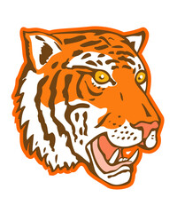 Obraz premium illustratoin of a tiger head facing side view