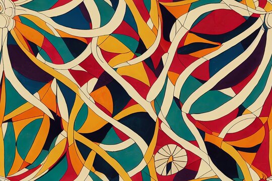 multi colored decorated hand drawn rendered traced embraided ornamental all over base background repeat pattern geometrical texture border ethnic tribal creative design