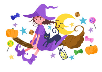 ハロウィンの魔女のイラスト