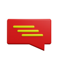 Red and yellow speech bubble 3d icon render illustration