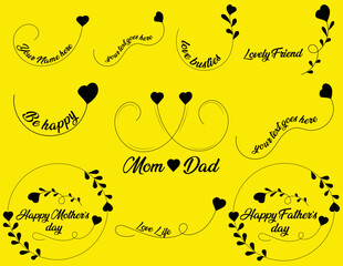 Happy parent's day mom and dad love describes your love in a beautiful way heart illustration for card and t-shirt design