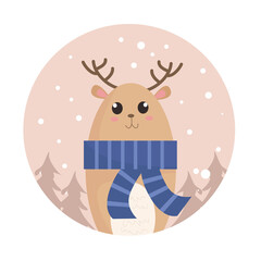 Cute animal cartoon character in circle shape