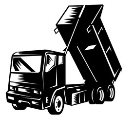 illustration of a dump truck isolated on white © Redwater Vectors