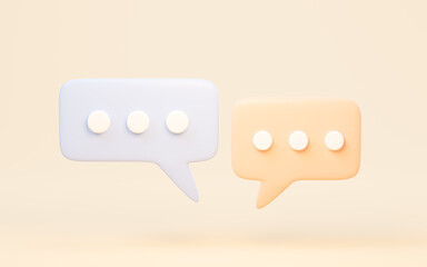 Chat bubble with cartoon style, 3d rendering.