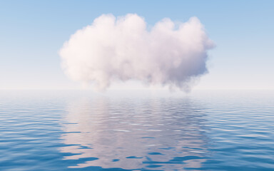 Fototapeta premium Cloud and water surface, 3d rendering.