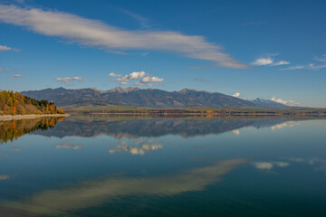 autumn landscape with lake, Liptovsk&aacute; Mara, West Tatras, Liptov, Slovakia
