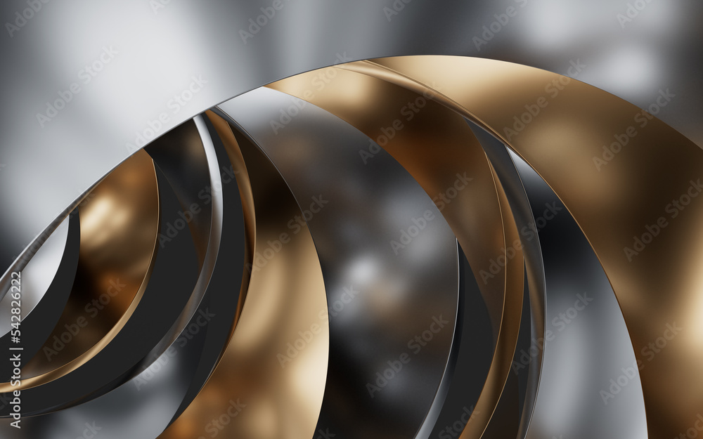 Aufkleber metallic curve geometry background, 3d rendering.