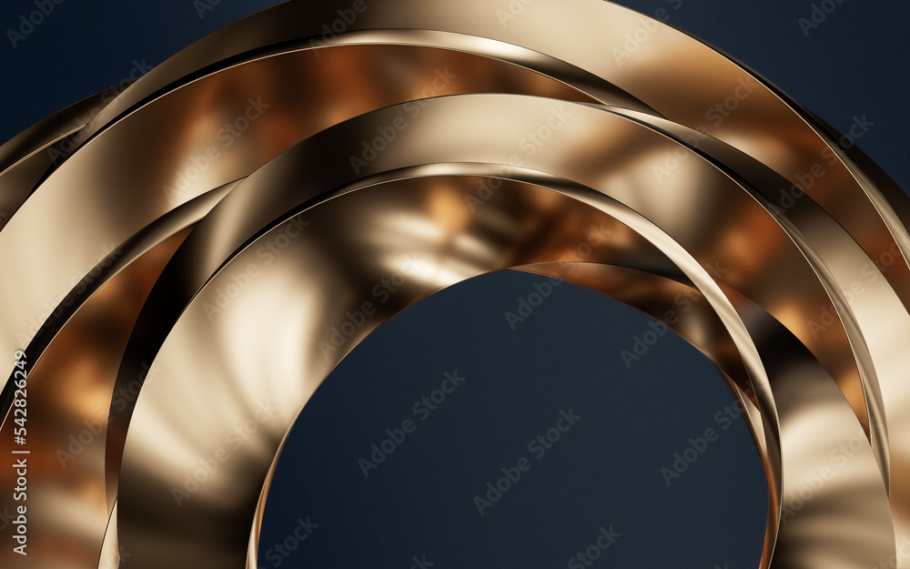 Poster metallic curve geometry background, 3d rendering.