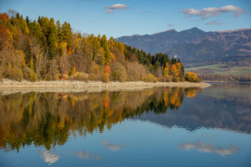 autumn landscape with lake, Liptovsk&aacute; Mara, Liptov, Slovakia