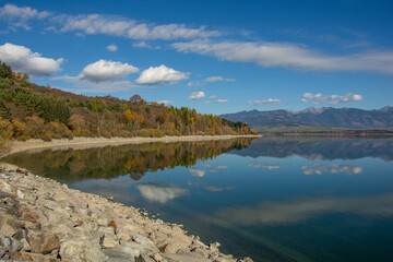 autumn lake in the mountains, Liptovsk&aacute; Mara, Liptov, Slovakia
