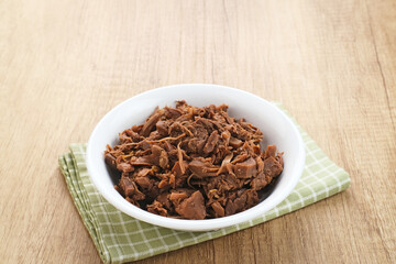 Gudeg, a typical food from Yogyakarta, Indonesia, made from young jackfruit cooked with coconut milk.