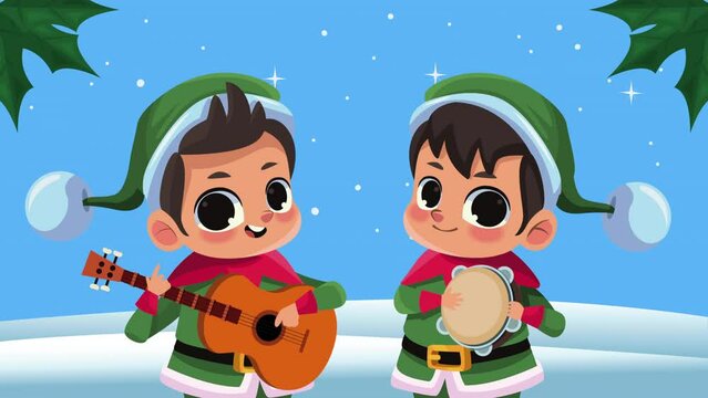 little elfs playing instruments animation