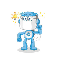 humanoid robot got an idea cartoon. mascot vector