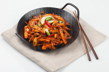Stir-fried squid, squid, stir-fried, seafood, seasoning, vegetables, vegetables, Korean food,...