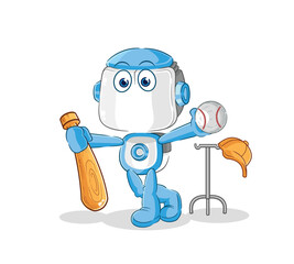 humanoid robot playing baseball mascot. cartoon vector