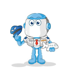 humanoid robot pilot mascot. cartoon vector