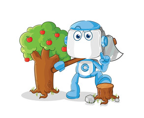humanoid robot Carpenter illustration. character vector