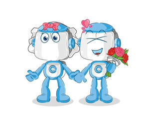 humanoid robot wedding cartoon. cartoon mascot vector