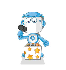 humanoid robot play whack a mole mascot. cartoon vector