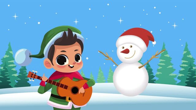 little elf playing guitar animation