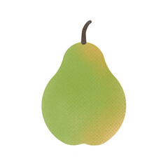 green pear  fruit with stem isolated on white background