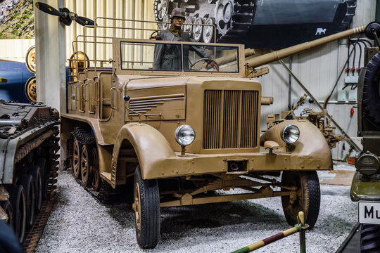 SINSHEIM, GERMANY - MAI 2022: military sand Sd.Kfz. 7 Sonderkraftfahrzeug special motorized vehicle