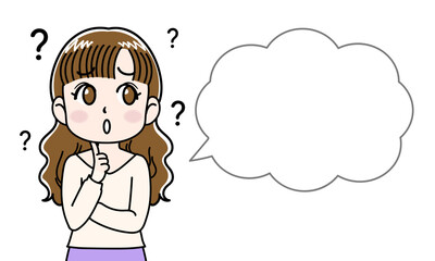 悩みのある女性のイラスト（吹き出し）