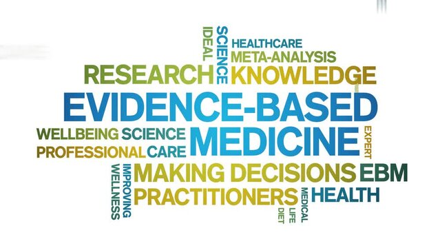 Evidence-Based Medicine animated tag word cloud;text design animation kinetic typography seamless loop.