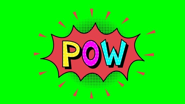 POW Comic words animation green screen
