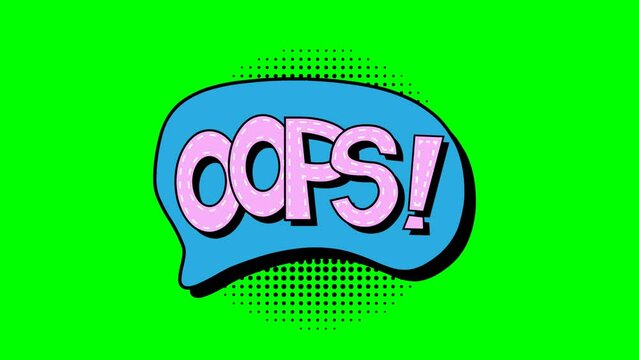 OOPS Comic words animation green screen