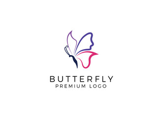 Obraz premium Butterfly logo. Luxury line logotype design. Universal premium butterfly symbol logotype.