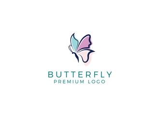 Butterfly logo. Luxury line logotype design. Universal premium butterfly symbol logotype.