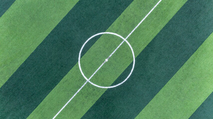 Aerial top view soccer field, football field, soccer field center top view background.