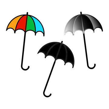 umbrellas on white background. Autumn weather. Vector illustration. stock image. 