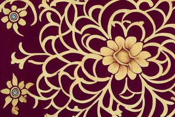 Ethnic motif baroque flower banch and mughal art flower motif