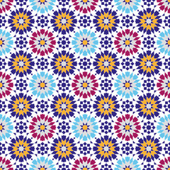 Moroccan Colorful Mosaic Zellige Pattern Pixel Perfect to repeat both horizontally and vertically