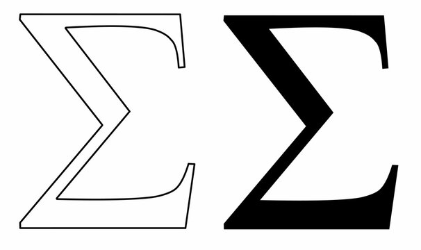 outline sigma Symbol set isolated on white background