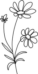 simplicity flower freehand continuous line drawing