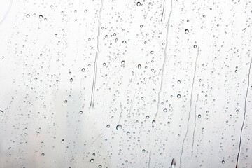 Abstract of water droplets on mirror with city background in raining day