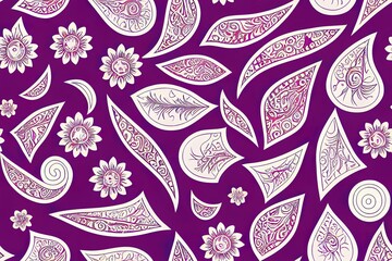 cilorful paisley motif border and seamless motif design digital stock illustration