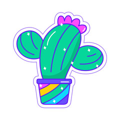 Isolated colored cactus lgbt pride icon Vector
