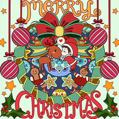 illustration of a merry christmas decoration poster 