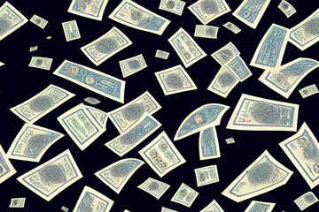 Fototapeta na wymiar 100 dollars bills bank notes seamless pattern background. 2d illustrated illustration for textille