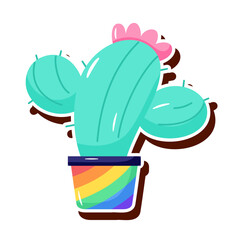 Isolated colored cactus lgbt pride icon Vector