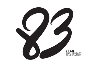 83 year anniversary celebration black color logotype vector, 83 number design, 83th Birthday invitation, logo number design vector illustration
